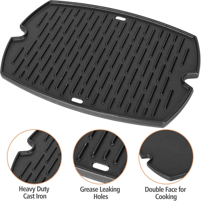 7582 Cast Iron Griddle for Weber Q1000 Grill, for Weber Q100 Q1000 Q1200 Q120 Q140 Q1400 Grill Parts, for 7582 Grate 6558 Full Size Griddle Inserts, Baby Q Replacement, Flat Top Plate Accessories by GreenHaven Gardens