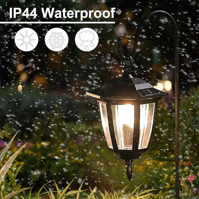 Dynaming 4 Pack Solar Hanging Lights Outdoor, Solar Powered Garden Decorative Lanterns with 4 x 38 Inch Shepherd Hooks, Waterproof Landscape Lighting for Lawn Patio Yard Pathway Driveway, Warm White by GreenHaven Gardens