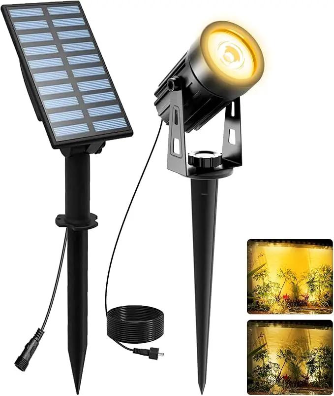 T-SUNUS Solar Landscape Spotlights, Solar Garden Spot Light IP65 Waterproof 9.8ft Cable, 2000mAh Separated Solar Panel, Auto On/Off for Garden Driveway Pathway Pool Area(Warm White 3000K) by GreenHaven Gardens