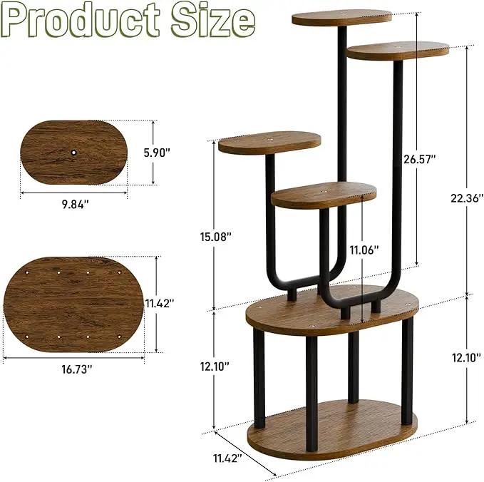 Plant Stand Indoor with Grow Lights, 6 Tier 38.6″ Tall Metal Plant Shelf for Multiple Plants, Plants Shelves Corner Flower Holder, Double U-Shape Plant Rack for Home, Living Room, Patio, Bedroom by GreenHaven Gardens
