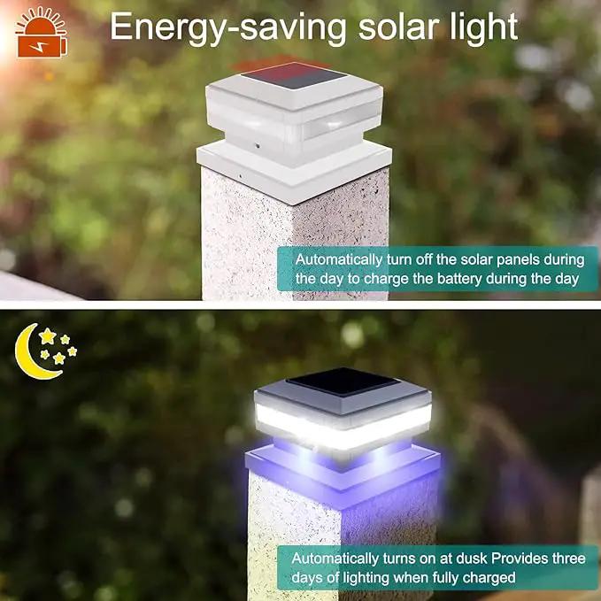 Sumaote Solar Post Lights, 52 LED 160LM 6x6 Solar Post Cap Light Outdoor IP65 Waterproof for 4x4, 6x6 Wooden Posts, Fence Deck 6000K White Lighting for Garden Patio Decor, 2 Pack by GreenHaven Gardens