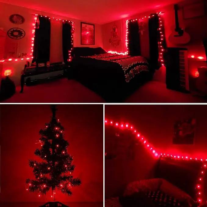 RUICHEN Red Dimmable Fairy Lights Plug in, Super Long 165 Ft 500 LED Twinkle String Lights with Remote, Waterproof Silver Wire Firefly Lights for Christmas Wedding Party Bedroom Patio Garden by GreenHaven Gardens