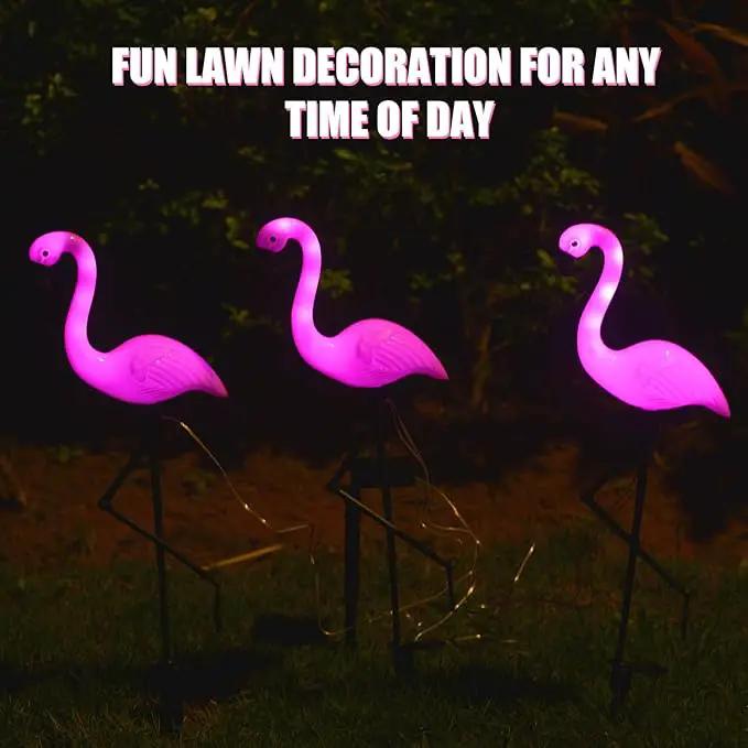 Flamingo Solar Lights,Outdoor Pink Flamingo Stake Light,Solar Powered Garden Lights,Yard Art Decor,Outdoor Garden Decorations,Outside Stick Lights,Outdoor Lights Waterproof (3pcs) by GreenHaven Gardens