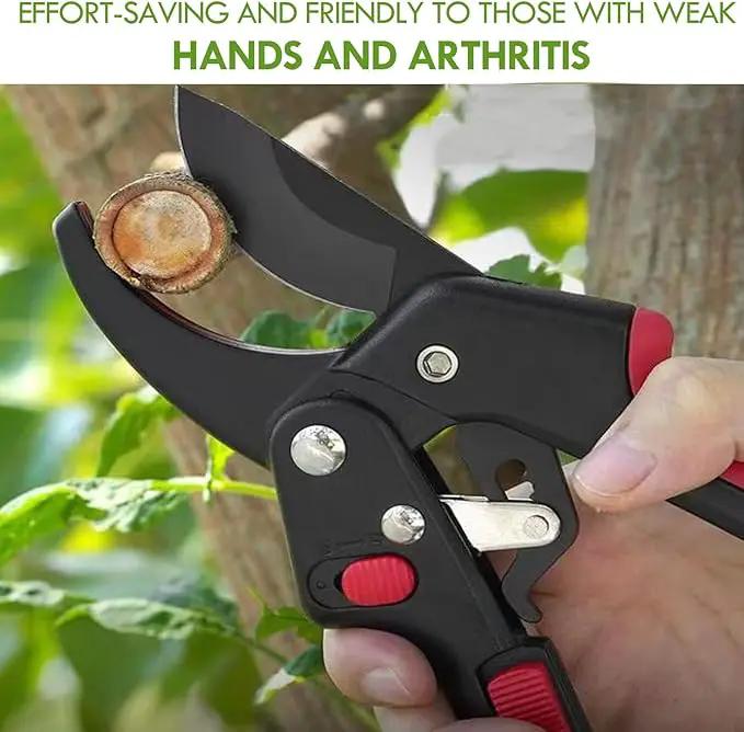 Upgraded Garden Clippers, Adjustable Germany Pruners, Work 3 Times Easier, Professional Pruning Shears, Cutting Rose, Flower, Hedge, Stem, Sharp Gardening Scissors, Arthritis Weak Hand Snips by GreenHaven Gardens