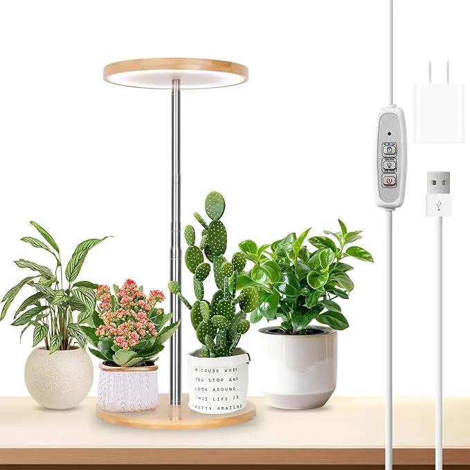 LORDEM Bamboo Grow Light, LED Plant Light for Indoor Plants Growing, Full Spectrum Bamboo Desk Growth Lamp with Automatic Timer for 4H/8H/12H, 4 Dimmable Levels, Height Adjustable by GreenHaven Gardens