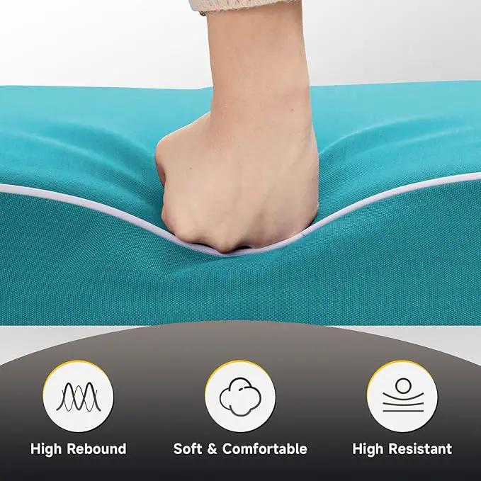 PNP FKJP 2 Pack Outdoor Chair Cushion 20" X 20" X 4", Waterproof Outdoor Seat Cushions with Non-Skid Ties, Aqua Blue (Cushion + Cover) by GreenHaven Gardens