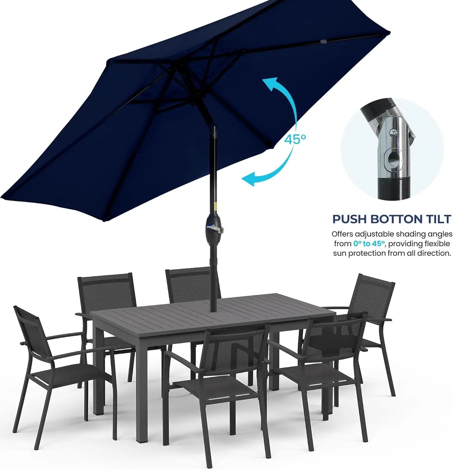 Aok Garden 7.5 ft Patio Umbrella Outdoor Market Umbrella Tilt Button and Crank 6 Ribs for Deck Lawn Pool& Backyard by GreenHaven Gardens