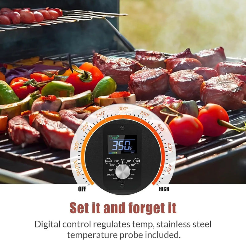 Portable Pellet Grill, Pellet Smoker with Digital Control, LED Screen, Meat Probe,for Outdoor Camping & Backpacking - Lightweight, Stainless Steel - Perfect for Hiking, RV, Red by GreenHaven Gardens