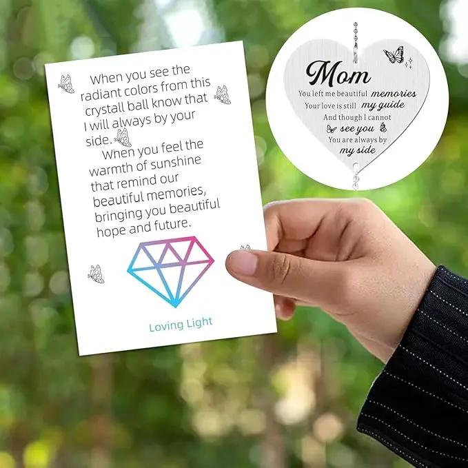 Memorial Gifts for Loss of Mom, Sympathy Gifts for Loss of Mom, Mom in Heaven Memorial Crystal Suncatcher for Window Home Decor (Mom) by GreenHaven Gardens