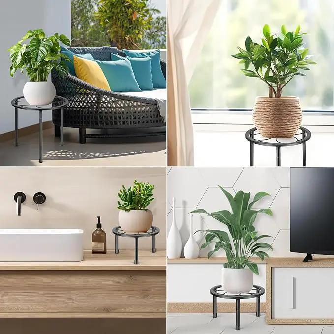 5 Pack Metal Plant Stand, Anti-Rust Iron Plant Stands for Indoor and Outdoor, Heavy Duty Flower Pot Stands for Multiple Plant, Black Potted Plant Holder for Garden Home (5 Pack Black) by GreenHaven Gardens