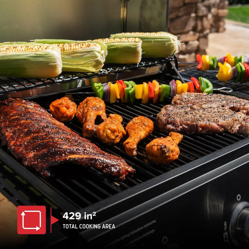 Nexgrill 3-Burner Propane Gas Grill with Side Tables, 27,000BTUs, Stainless Steel Lid, Spacious 429 SQ. In. Cooking Space, BBQ Grill for Outdoor Cooking, Patios, Parties, and More - 720-1012 by GreenHaven Gardens