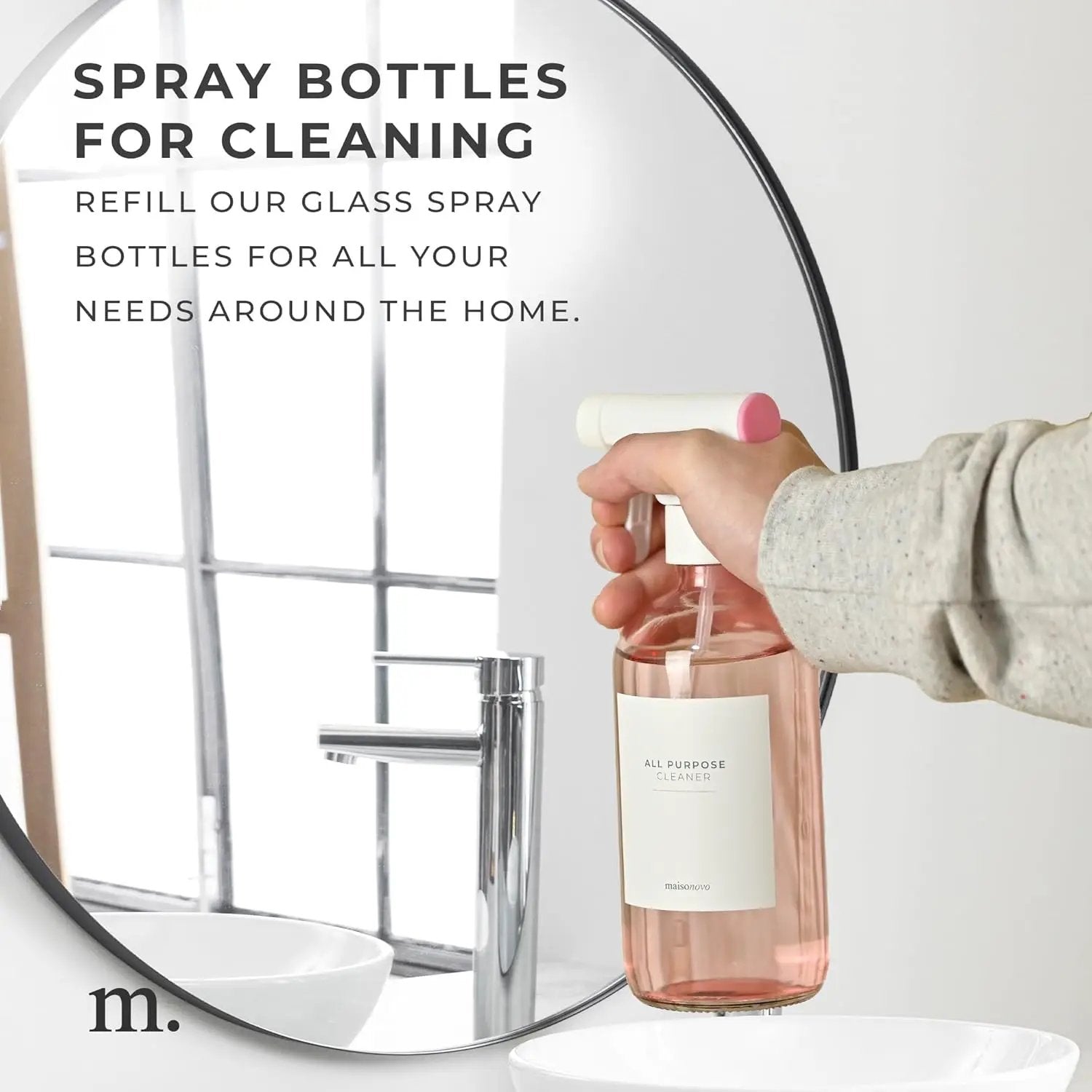MaisoNovo Spray Bottle for Hair - 16.9 fl oz Pink x 2 with 16 Labels by GreenHaven Gardens