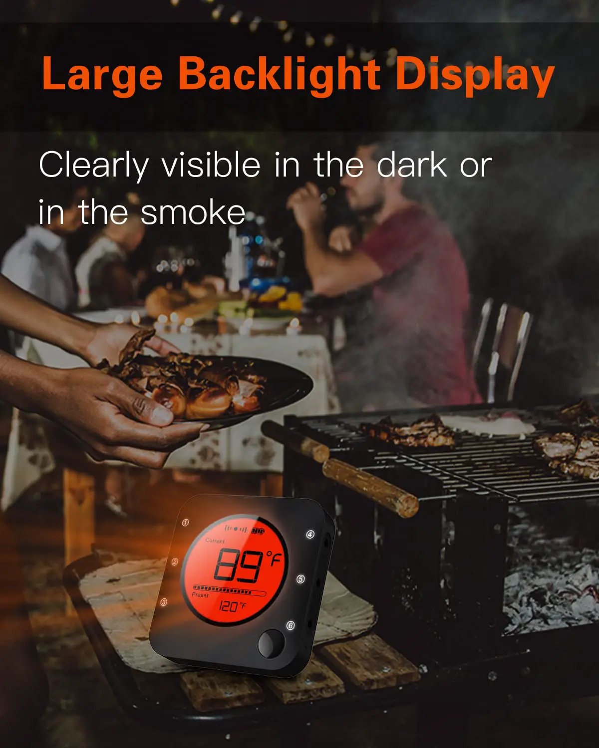 BFOUR Bluetooth Meat Thermometer Wireless Meat Thermometer, Wireless Digital Grill Thermometer with 6 Temperature Probes, Large LCD Display, Bluetooth Thermometer for Grill, Smoker, Oven and BBQ by GreenHaven Gardens