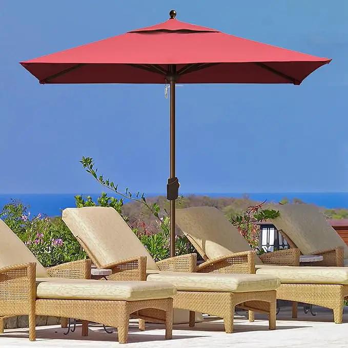 EliteShade USA 10-Year-Non-Fading 6x6Ft Square Market Umbrella Patio Outdoor Table Umbrella with Ventilation, Burgundy by GreenHaven Gardens