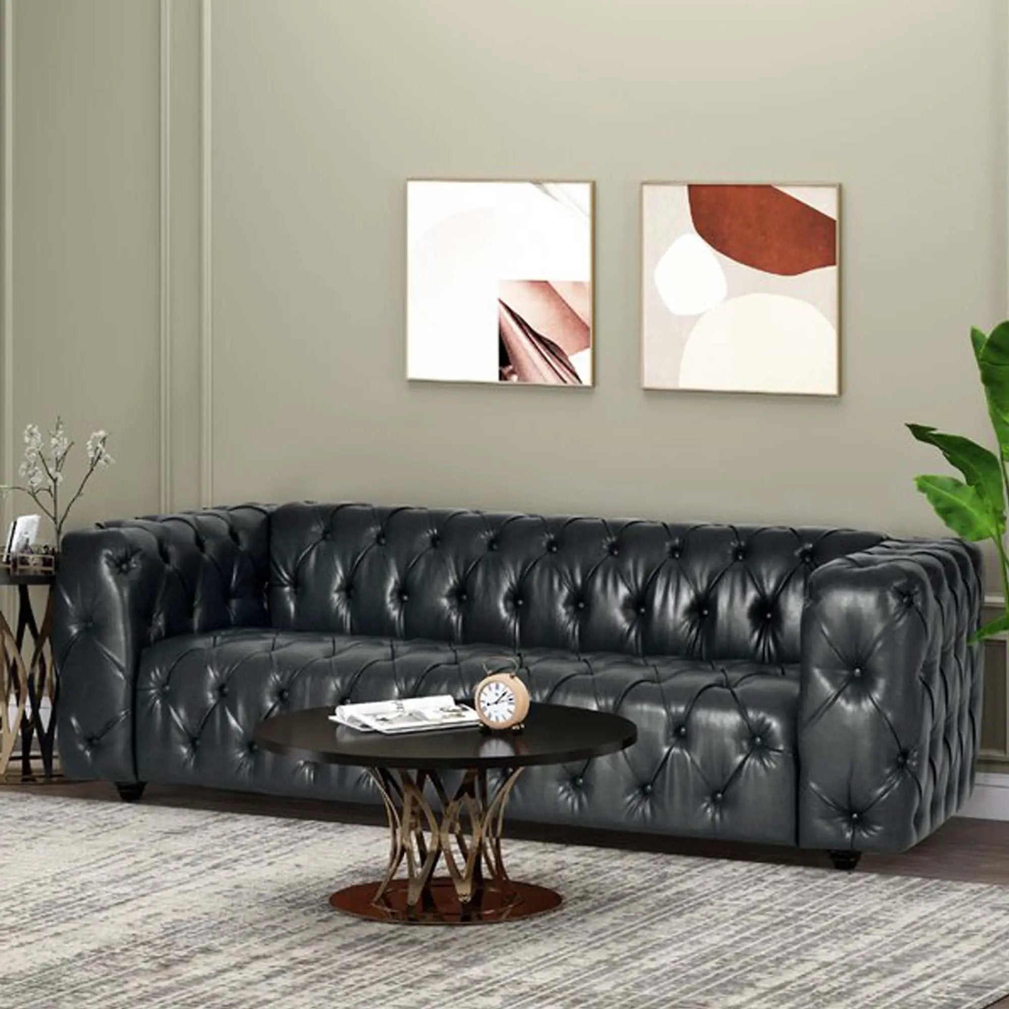 Comfy 3 Seat Sofa with Wooden Legs - Black by HouseOfZazla