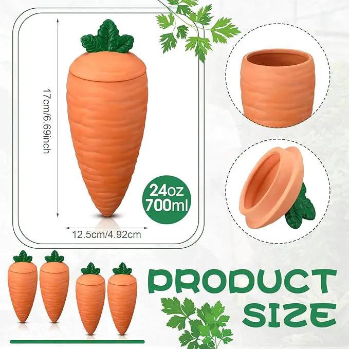 4 Pcs 24oz Terracotta Watering Spikes Self Watering Planter Insert Terracotta Stakes Olla Pot for Outdoor Indoor Garden Plants, Easy to Refill(Carrot) by GreenHaven Gardens