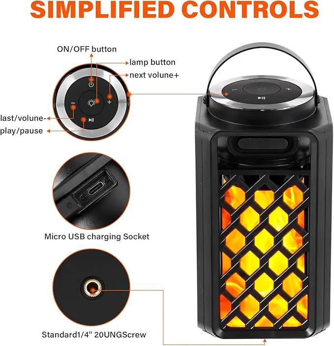 Outdoor Bluetooth Speaker,Wireless Bluetooth Speaker with Torch Light,IP65 Waterproof LED Flame Atmosphere Lantern Speaker for Party Garden Camping Patio Men Women Couples Dads Moms by GreenHaven Gardens