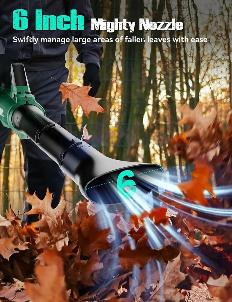 KIMO Cordless Leaf Blower with Battery and Charger, 750CFM 220MPH, 4 Speeds w/Turbo Mode, Brushless Motor, 3 Extended Tube, 2x4.0Ah Battery Powered Leaf Blowers for Lawn Care Patio Cleaning Wet Leaves by GreenHaven Gardens