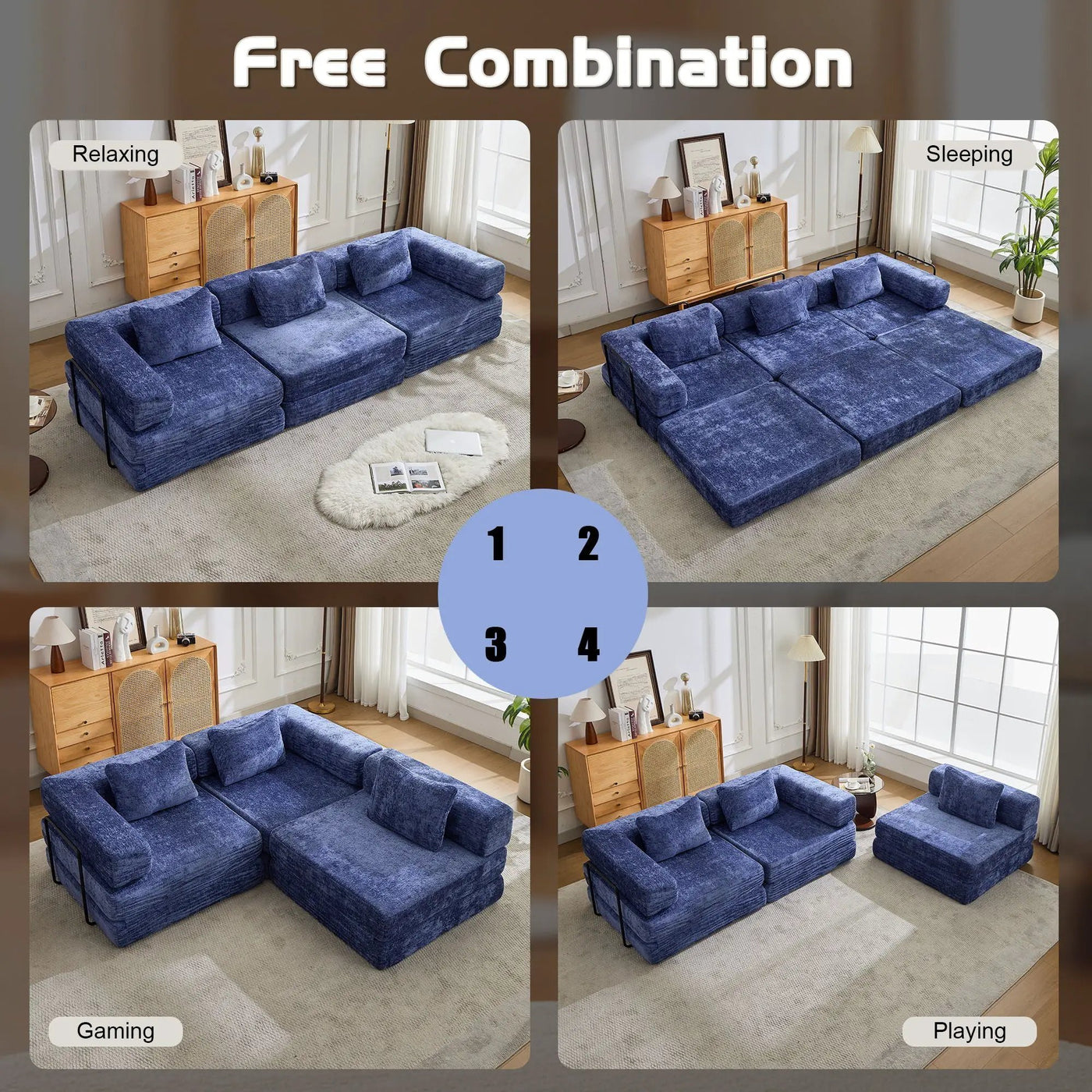 Convertible Floor Sofa Bed, Boneless Modular Sectional Sofa For Living Room by HouseOfZazla