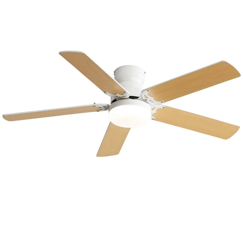 Modern Ceiling Fan With 3 Color Dimmable Light 5 Blades Remote Control Reversible Dc Motor - White by HouseOfZazla