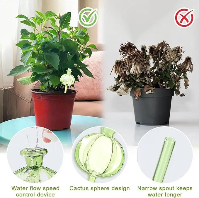 2 PCS Plant Self Watering Globes 8.9 Inch Plant Watering Devices Colorful Glass Self Watering Planter Insert for Indoor Outdoor Plants by GreenHaven Gardens