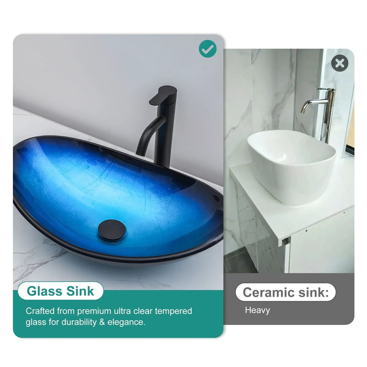 Tempered Glass Vessel Sink With Boat Shape Pop-Up Drain by HouseOfZazla