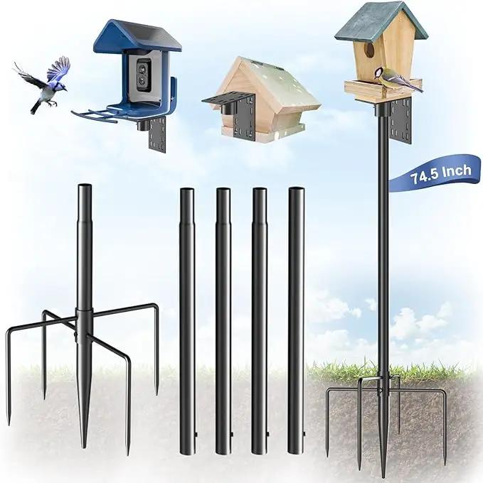 Bird Feeder Pole Stand – 74.5 Inch Height Feeding Station with 1-Inch Dia Heavy Duty for Hanging Feeders, Bird House Pole Mount Kit for Outdoor, Slip-Fit Connection by GreenHaven Gardens