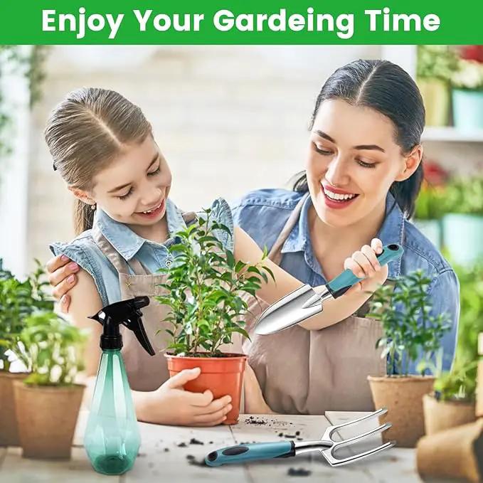 Garden Tool Set 9 PCS, Heavy Duty Gardening Hand Tools for Women, Durability Garden Tool Bag, Rust-Proof Aluminum Gardening Supplies, Ideal Gifts for Women and Men by GreenHaven Gardens