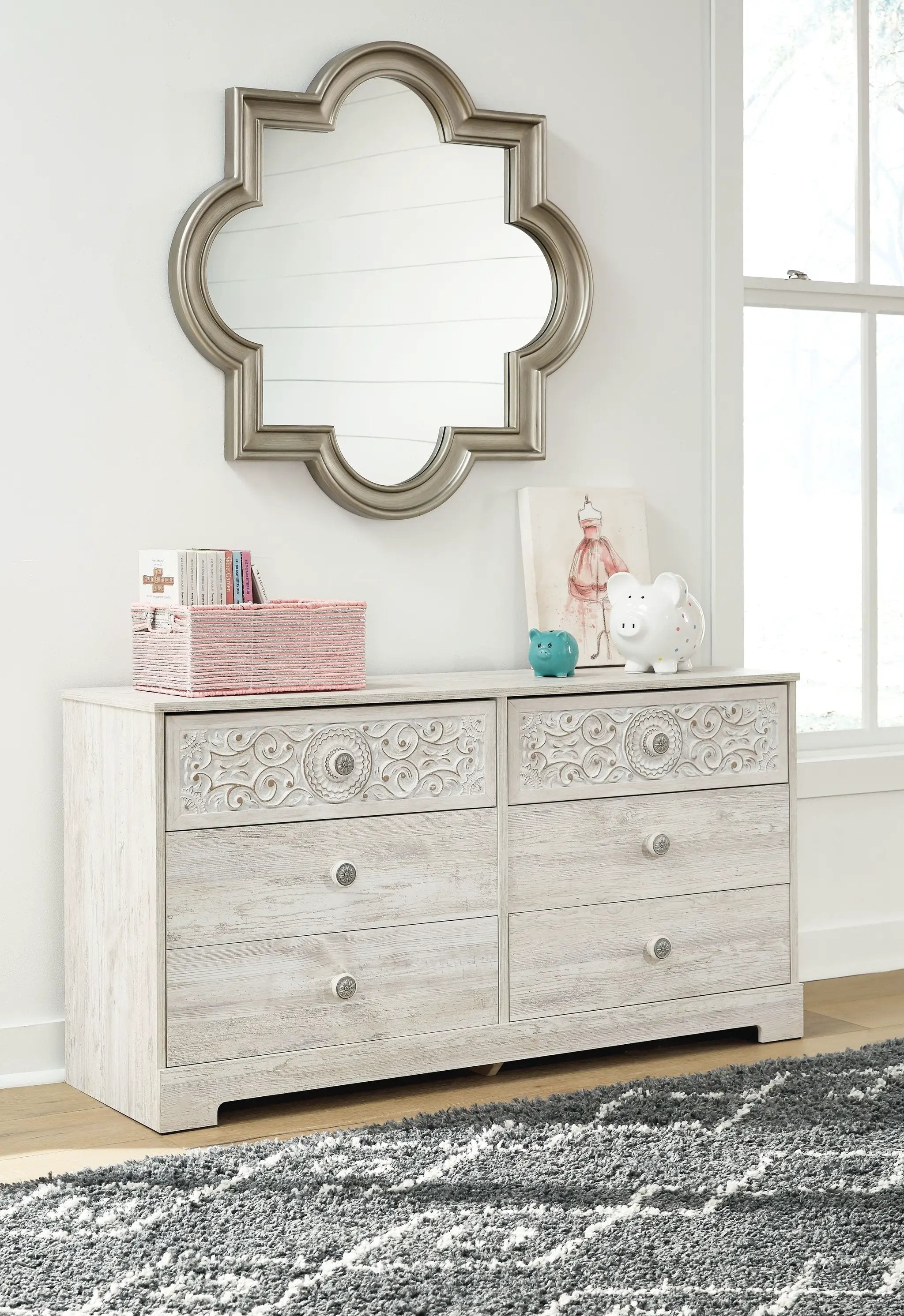 Paxberry - Six Drawer Dresser - Weatherworn - Whitewash by Unique Piece Furniture