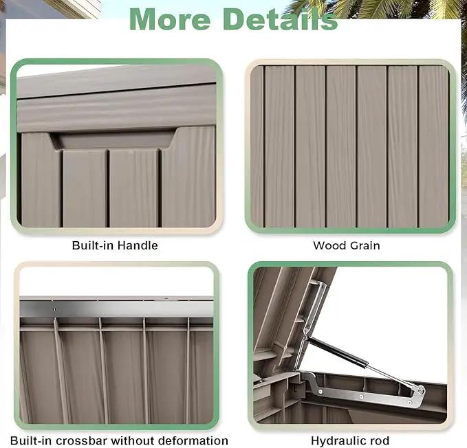 81 Gallon Outdoor Storage Box Waterproof, UV Resistant Resin Deck Box with Hydraulic Rod, Lockable Design and Enhanced Durability for Patio, Garden, and Poolside Use by GreenHaven Gardens
