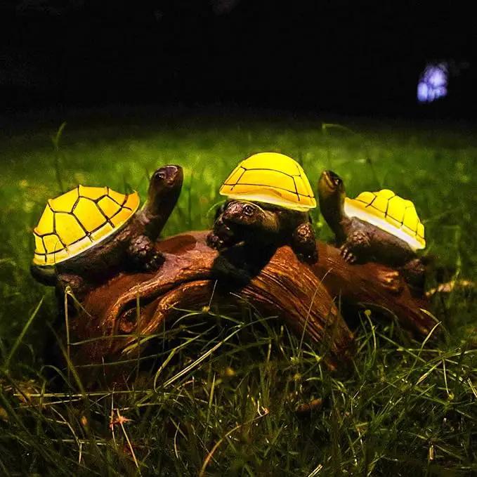 pearlstar Solar Outdoor Statues Turtle on Log Yard Decor Waterproof Figurine Light Garden Decorations Lawn Ornaments for Patio Backyard Gift for Mom Woman Grandma Lovers by GreenHaven Gardens