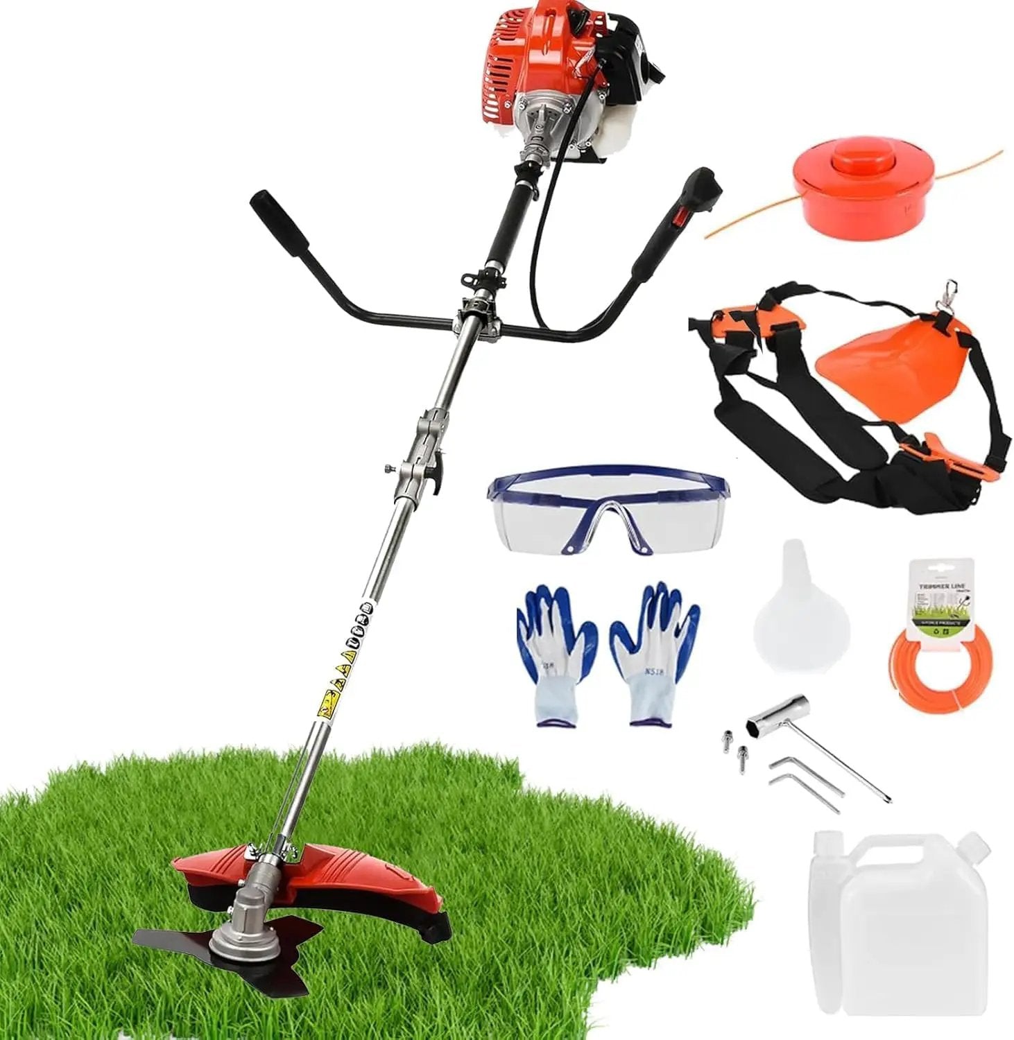 Weed Eater Gas Powered,52cc 2-Stroke Weed Wacker,2 in 1 Multi-Functional Grass Strimmer Petrol Hedge Trimmer,Gas Powered String Trimmer Brush Cutter for Garden Yard 2.2KW/8500rpm by GreenHaven Gardens