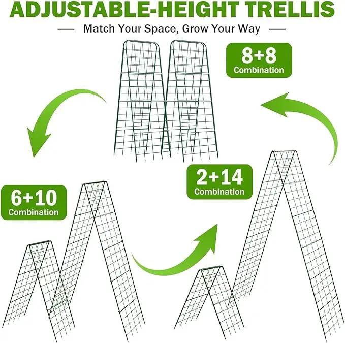Heavy Duty 50"x17" Adjustable A-Frame Trellis for Climbing Plants – Rust-Proof Metal Garden Trellis with Dense Grid Design, Perfect for Raised Beds, Tomatoes, Cucumbers & Outdoor Vines (Green, 2 Pcs) by GreenHaven Gardens
