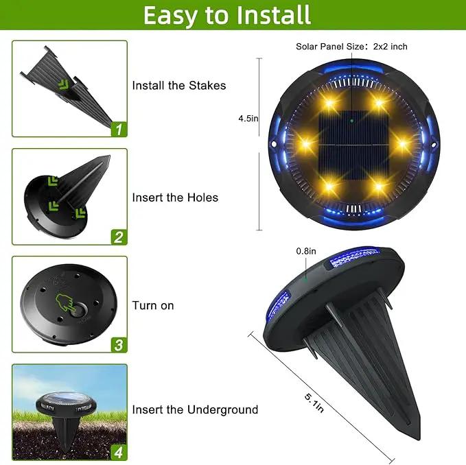 GREPRO Solar Ground Light, 12 Packs 10 LED Solar Outdoor Lights Waterproof for Outdoor Garden Light Solar IP65 Waterproof Warm White Garden Lights Solar for Lawn/Driveway/Walkway/Patio, Black by GreenHaven Gardens