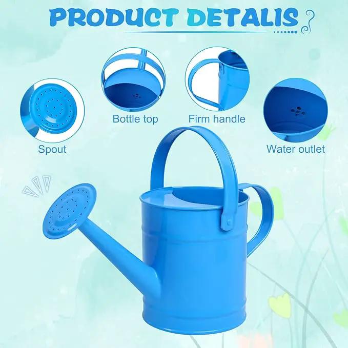 Finderomend Metal Watering Can 1.5L/51oz, Iron Art for Kids, Outdoor Plants Home Office Small Portable Indoor Watering Equipment (Blue) by GreenHaven Gardens