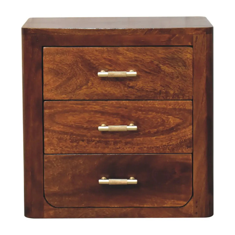Luca Chestnut Nightstand With 3 Drawers by HouseOfZazla
