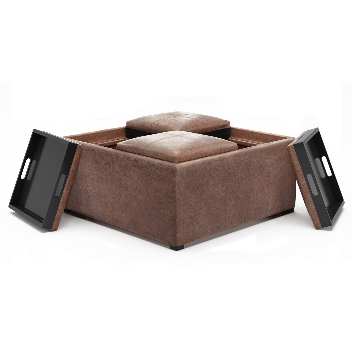 Avalon Square Storage Ottoman Coffee Table with Flip Trays - Multiple Colors, photo 38 of 40
