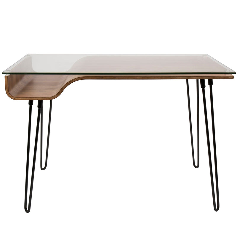 Avery - Mid-Century Modern Desk - Walnut / Clear / Black by HouseOfZazla