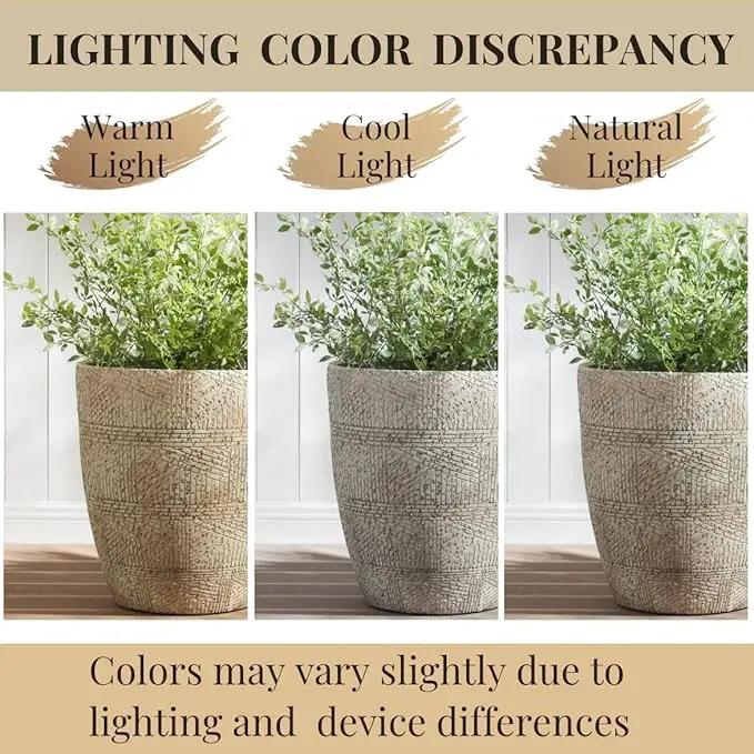 17.7"+13.8"+9.8" Dia Round Concrete Planter Set of 3, Large Indoor Outdoor Planter, Flower Pots with Drainage Holes and Sealing Plug for Garden, Patio, Home, Office Weathered Concrete Gray by GreenHaven Gardens