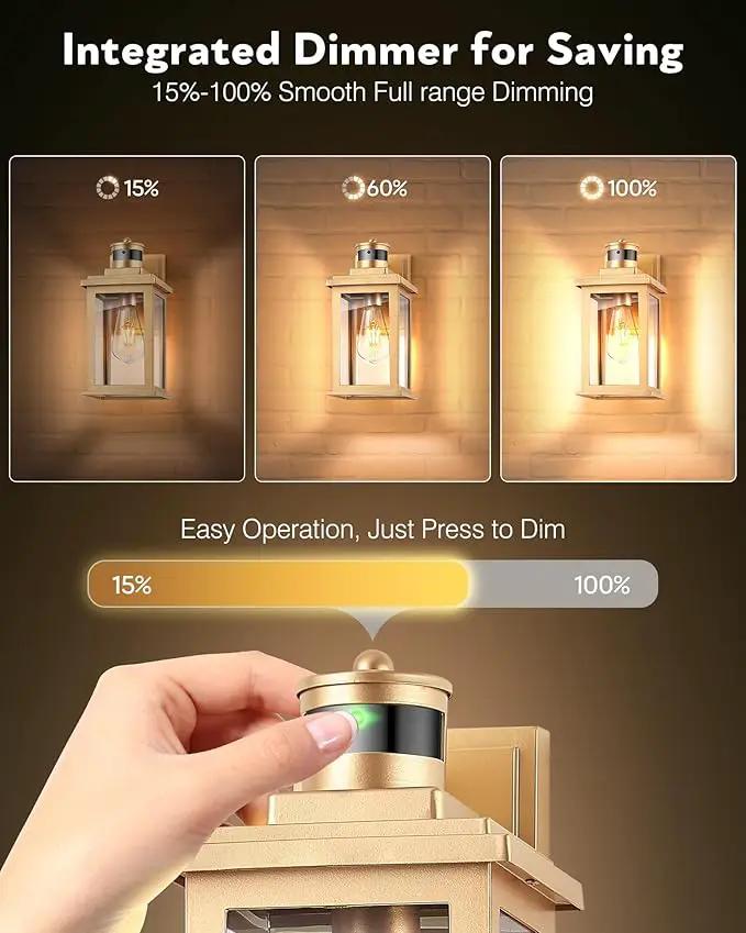 VIANIS Motion Sensor Outdoor Wall Lights Sconce, 2 Pack Dusk to Dawn Outdoor Light Fixture, Gold Waterproof Outdoor Motion Sensor Light for House, Doorway, Entryway, Garden,Hardwired, Non-Solar by GreenHaven Gardens