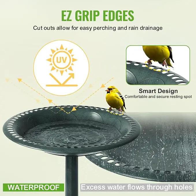 Backyard Expressions Outdoor Garden Bird Bath - Green - Weather Resistant Polyresin - 27 Inch by GreenHaven Gardens