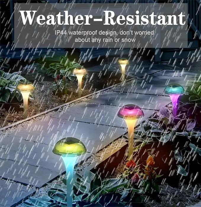 pearlstar Solar Lights Outdoor Mushroom Garden Pathway Lights LED Landscape Lighting Waterproof for Path Lawn Patio Yard Walkway Driveway, 2 Lights Effect,White&Color Changing Light(6pack) by GreenHaven Gardens