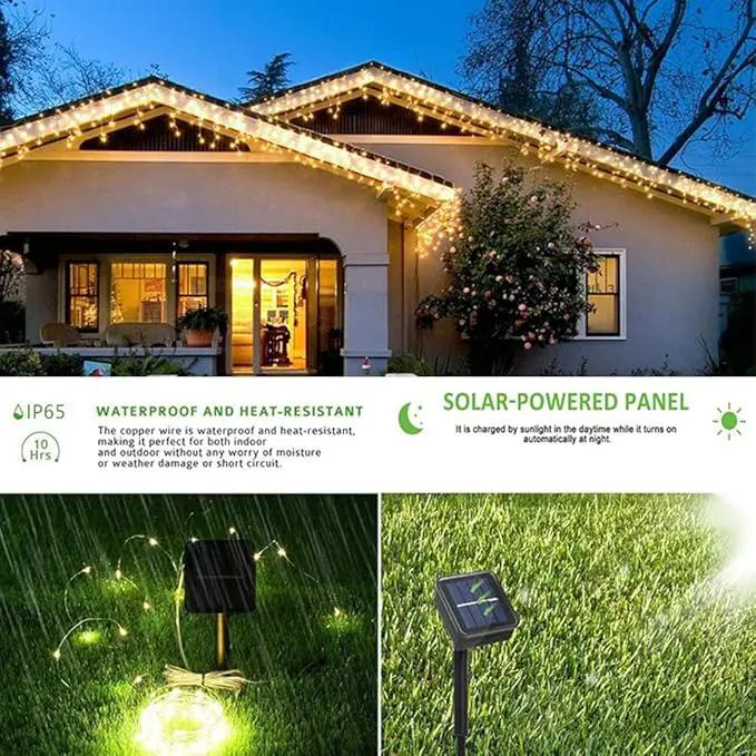 Solar String Lights Outdoor, 2 Pack 144FT 400 LED Solar Christmas Twinkle Lights Outside Waterproof Copper Wire with 8 Modes Solar Fairy Lights for Garden Tree Birthday Christmas Decor(Warm White) by GreenHaven Gardens