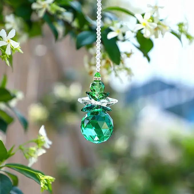 H&D Hanging Crystal Angel Suncatcher Rainbow Maker Guardian Angel Ornament for Home Window Decor (Green) by GreenHaven Gardens