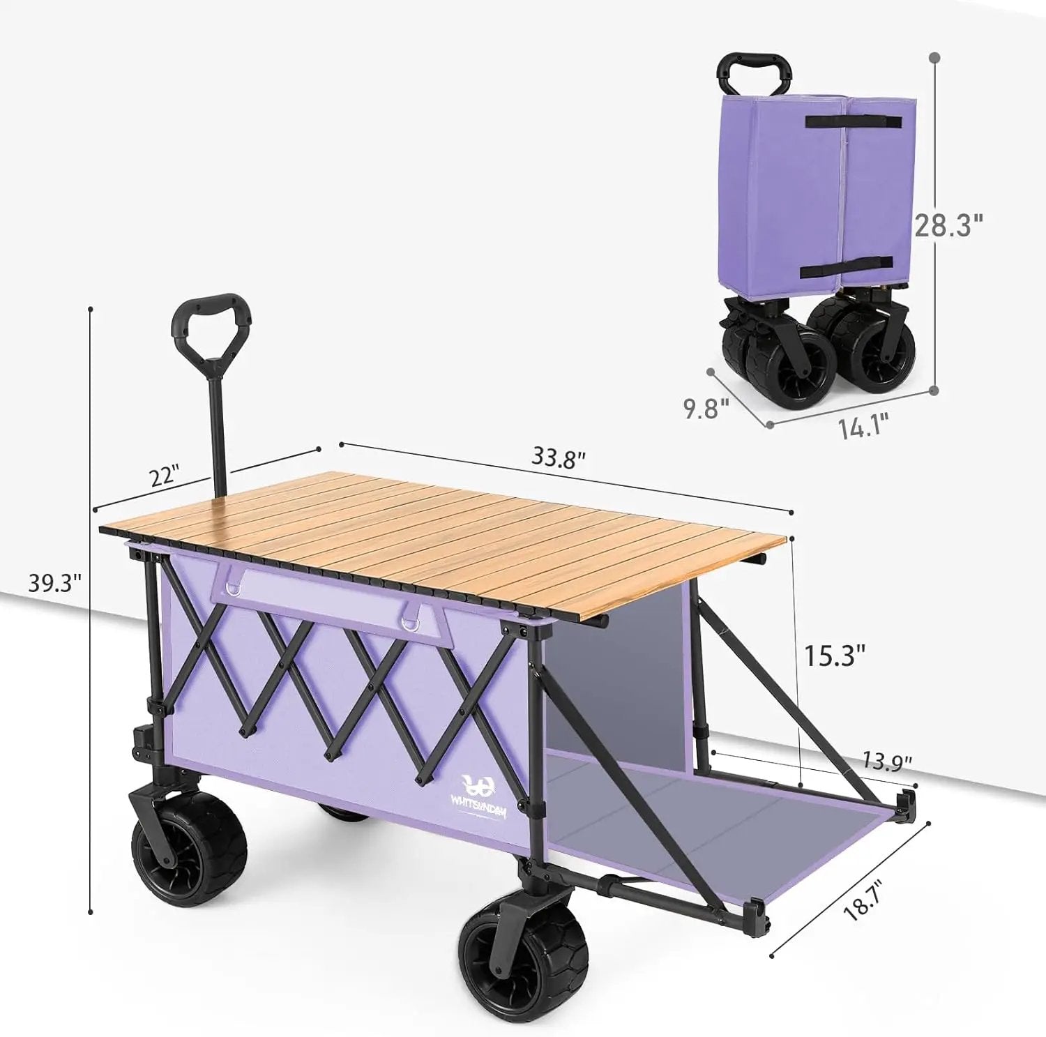 Whitsunday Collapsible Wagon with Tailgate and Big Wheel,Heavy Duty Utility Folding Wagons for Beach Camping Outdoor Purple by GreenHaven Gardens