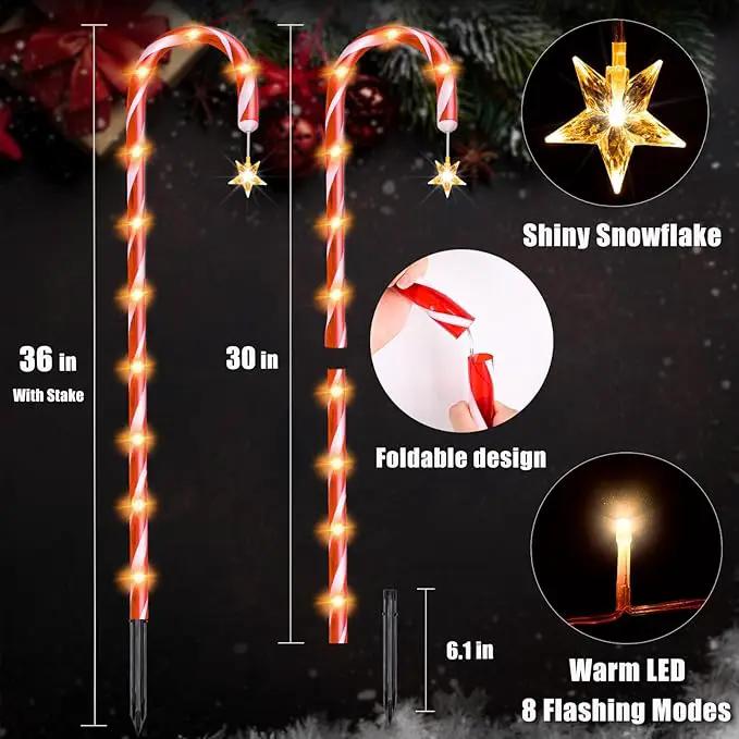 36" Outdoor Christmas Decorations, Real 30" Red Candy Cane Lights Outdoor Pathway 8 Flashing Modes, 12 Pack Christmas Candy Cane Lights, Christmas Decorations Outdoor Yard, Warm Lights with Star by GreenHaven Gardens