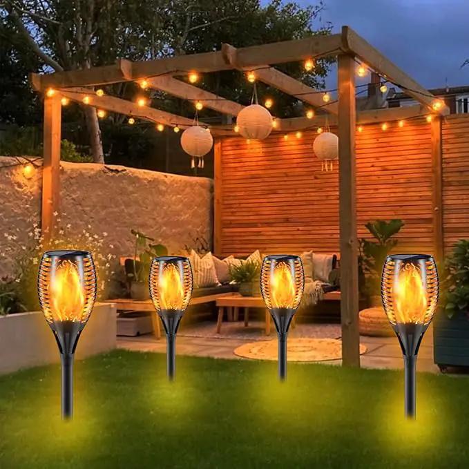 Upgraded Larger Solar Torch Lights, 43" Flickering Flame Solar Lights, Waterproof Outdoor Solar Landscape Decoration Lighting 96 LED Auto On/Off Garden Patio Yard Pathway,Black 4 Pack (4) by GreenHaven Gardens