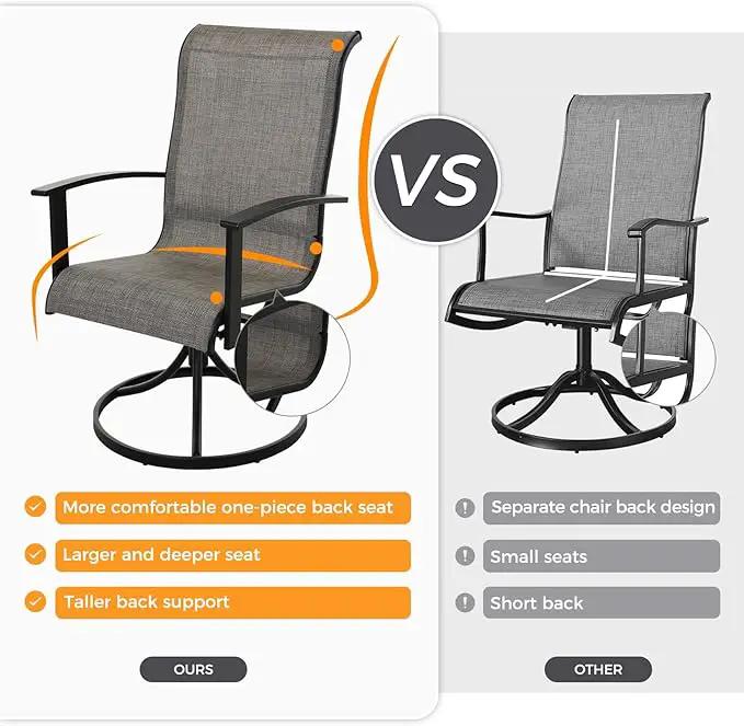 Grand patio Outdoor Swivel Dining Chairs 6-Piece Patio Dining Chair Set Mesh Sling Patio High Back Swivel Rockers, Mixed Coffee by GreenHaven Gardens