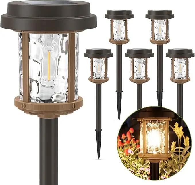 XMCOSY+ Solar Lights Outdoor, 6 Pack Pathway Lights Solar Powered, 20 LM LED Glass Outside Light, Waterproof Lighting for Garden Yard Landscape Driveway Walkway (Warm White) by GreenHaven Gardens