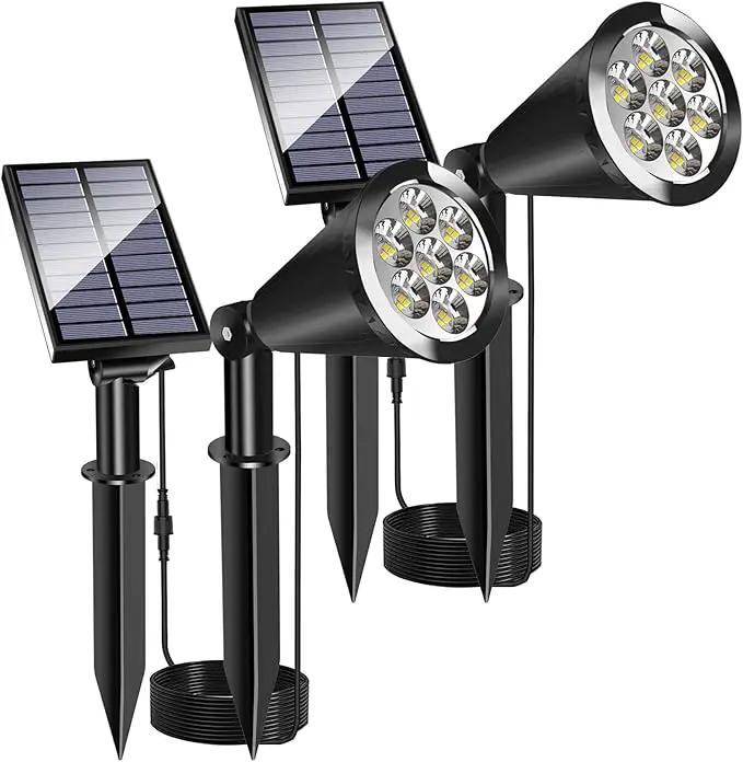 Solar Spot Lights for Outside, Waterproof Solar Spot Lights Dusk to Dawn, Solar Landscape Lights Solar Powered Lights for Garden Porch Walkway Patio (2 Pack) by GreenHaven Gardens